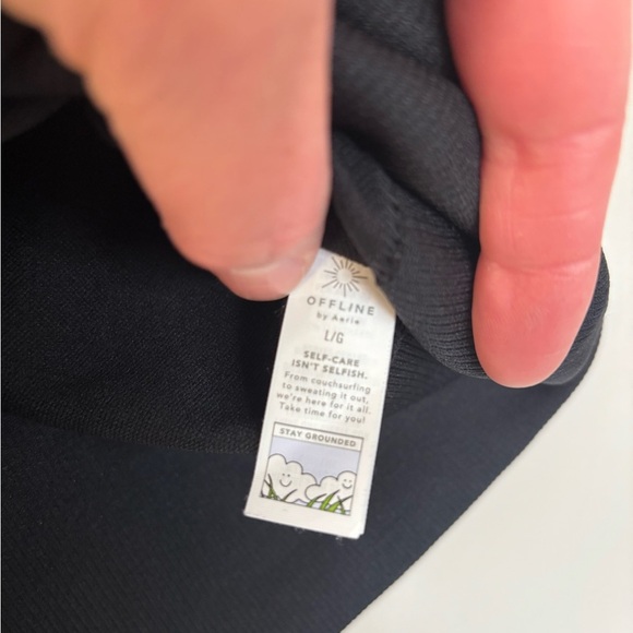 Aerie Black Crop Boxy Athletic Top Large - Picture 3 of 4